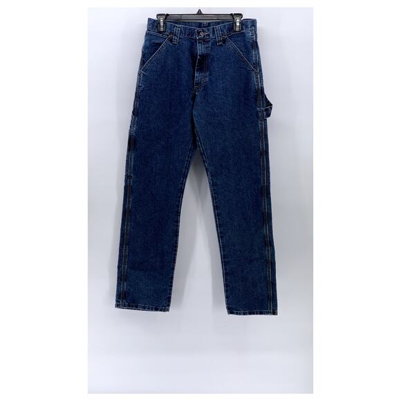 WRANGLER Men's Dark Blue Denim Straight-Leg Regular Fit Carpenter Jeans SZ 30X32 - Picture 1 of 10